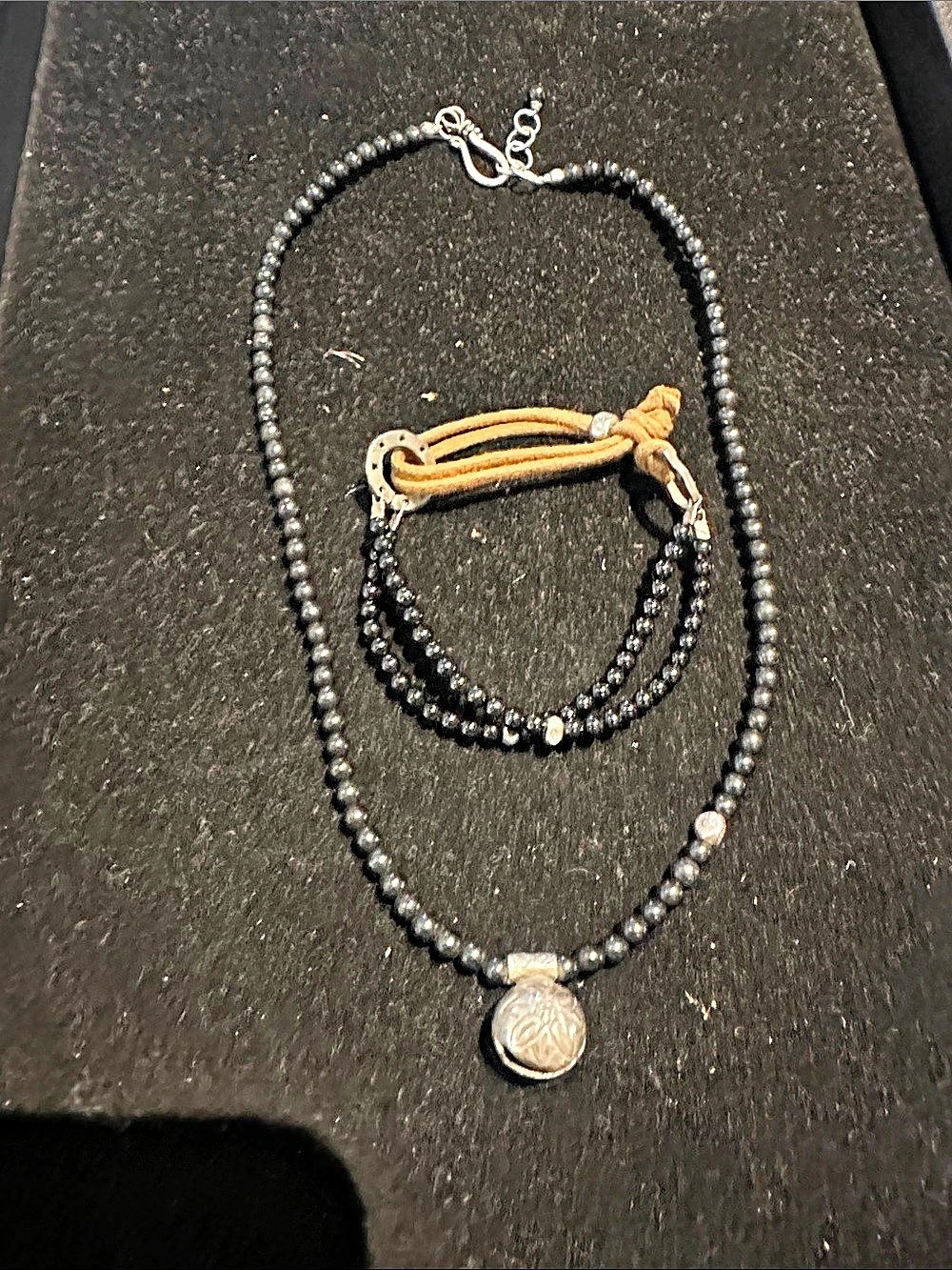 Black Beaded Necklace & Bracelet Set